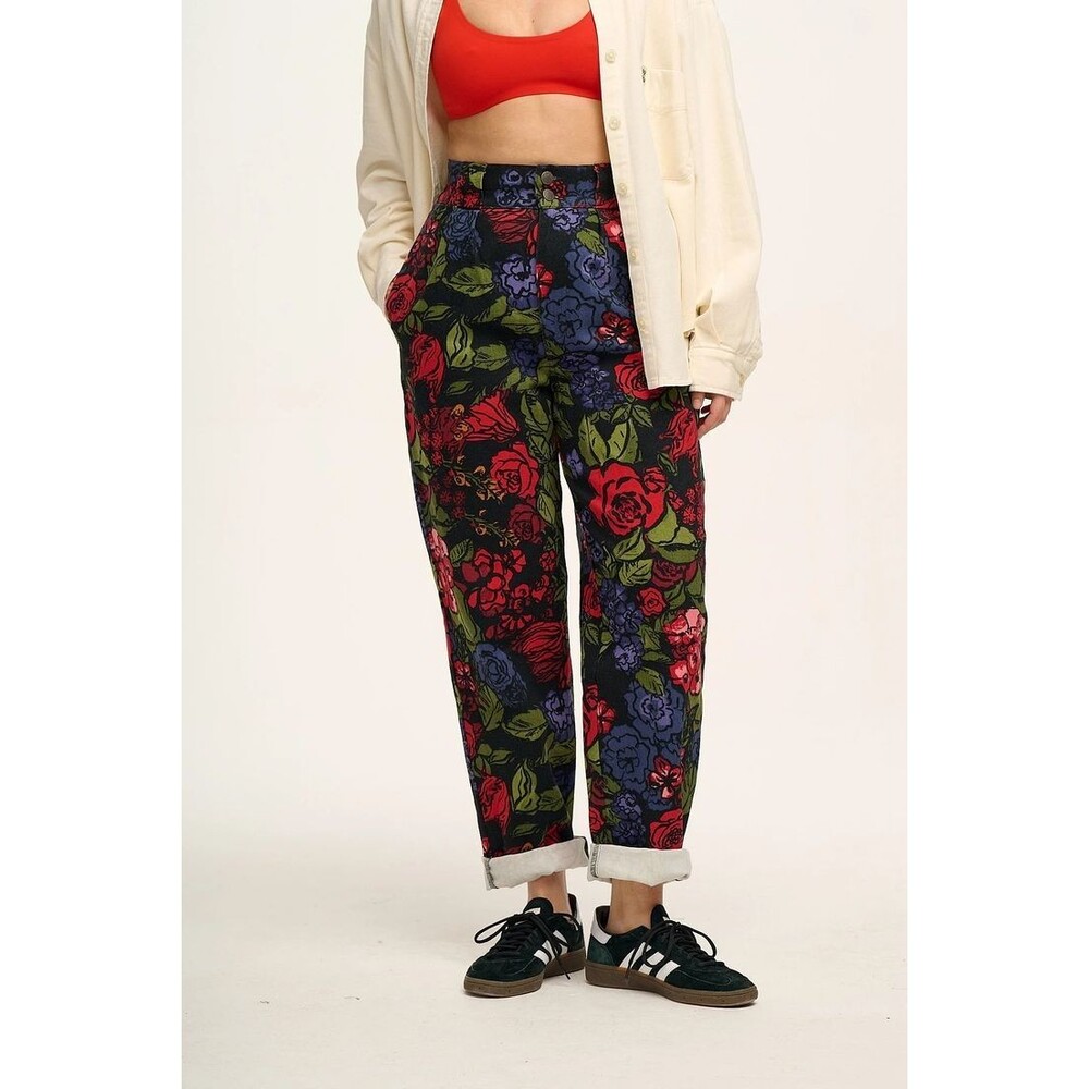 Lucy & Yak Addison Trousers Pants US26 W50 Maria Floral 100% Cotton Jeans